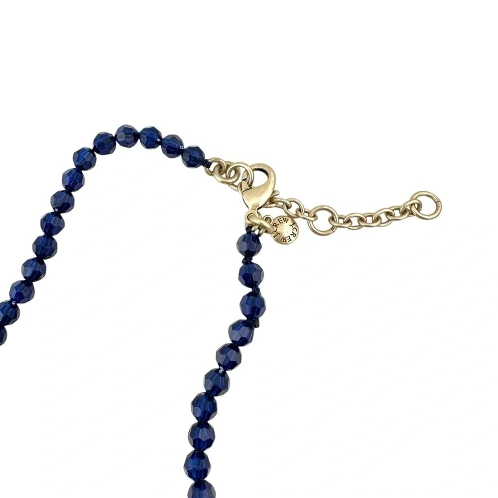 J Crew Necklace with Navy Blue Beads and White Tassel